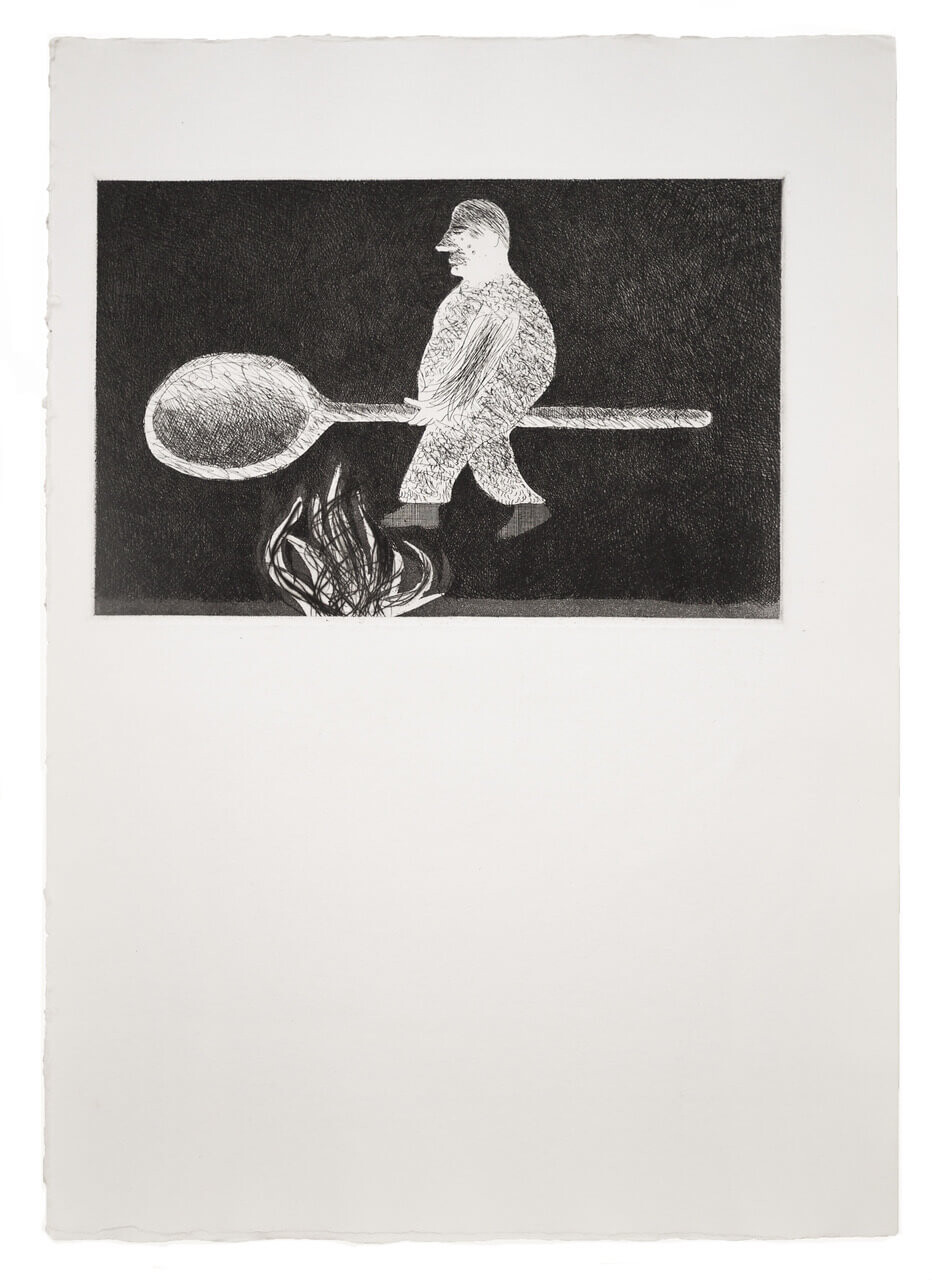 HOCKNEY Grimm Riding Around on a Cooking Spoon