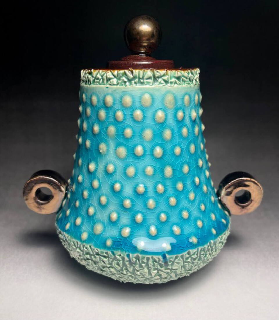 David Wright Turquoise Lidded Jar earthenware